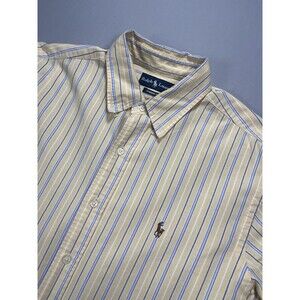 Ralph Lauren Men's 16 34/35 Yellow Blue Stripe Classic Fit Button Down Shirt